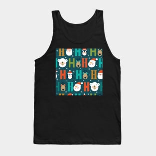 Ho Ho Ho, Christmas, Santa, Reindeer, Polar Bear, Snow Tank Top